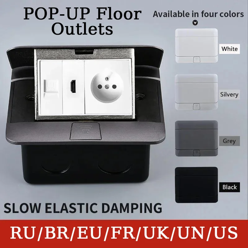 EU BR Hidden Ground PLUG Socket,Power Sockets With USB Charge Port,16A Russia US FR HDMI Standard POP-UP Floor Outlets 146x120mm