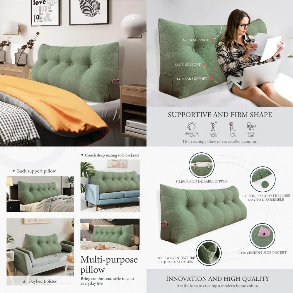 

Full Size Large Bolster Pillow Wedge for Bed - Reading and Back Support Pillow for Sitting Up Comfortably