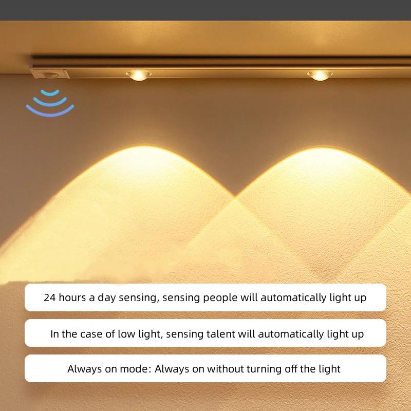 MEMEOKON LED Light 200/400/600mm Cabinet Lamp PIR Motion Sensor Wireless USB Rechargeable Night light Cabinet Kitchen Lighting