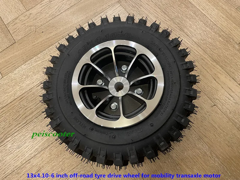 13 inch 13x4.10-6 inch off-road tyre drive wheel for mobility transaxle motor,many install size for motor phuw-13