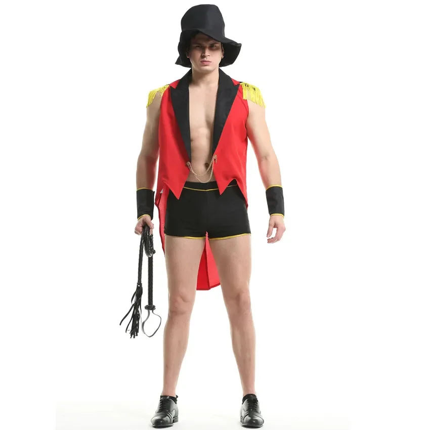 Men Tamer Costume Halloween Party Circus Trainer Magician Cosplay Fancy Suit Sexy Role Play Uniforms