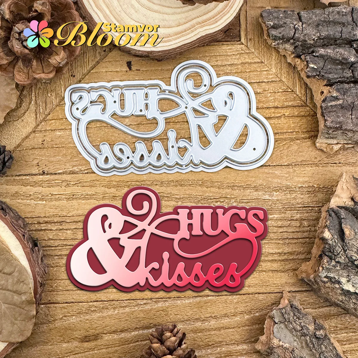 Schöne Schichten HUGS & KISSIES Love Words Titel Metall-Stanzformen, Scrapbooking, dekorative Prägung