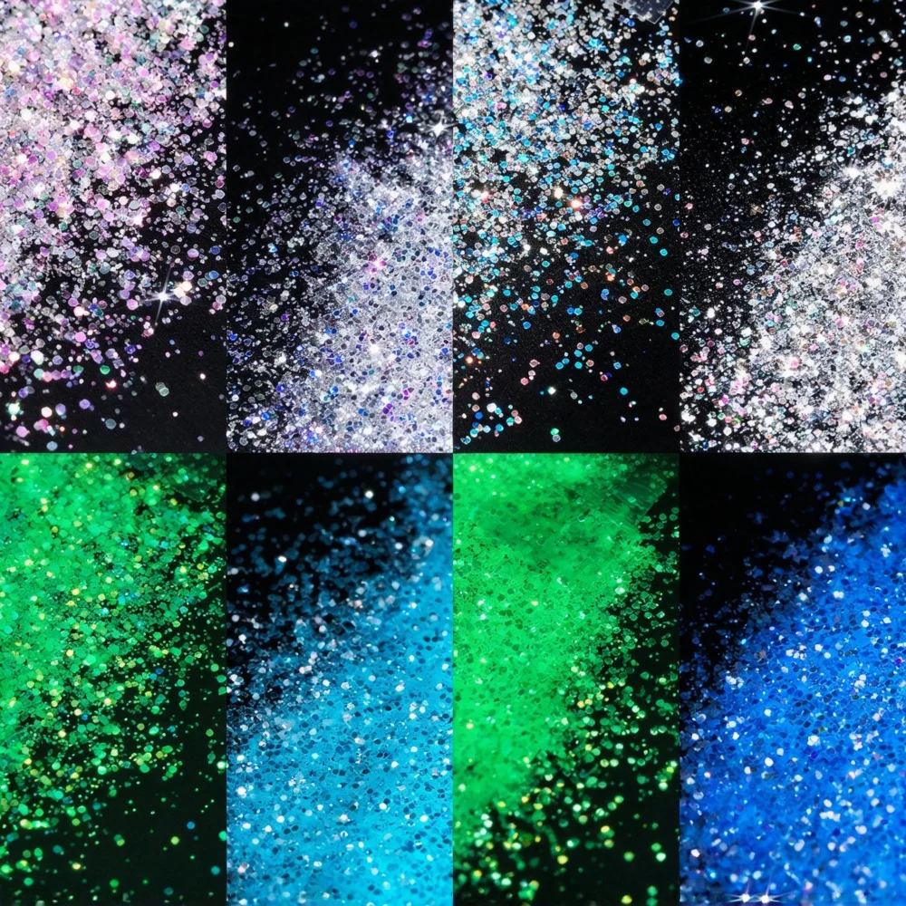 Glow in the Dark Glitter Nail Art UV Resin Filler Shaker DIY Luminous Fluorescent Chunky Powder Cyberpunk Y2K Party