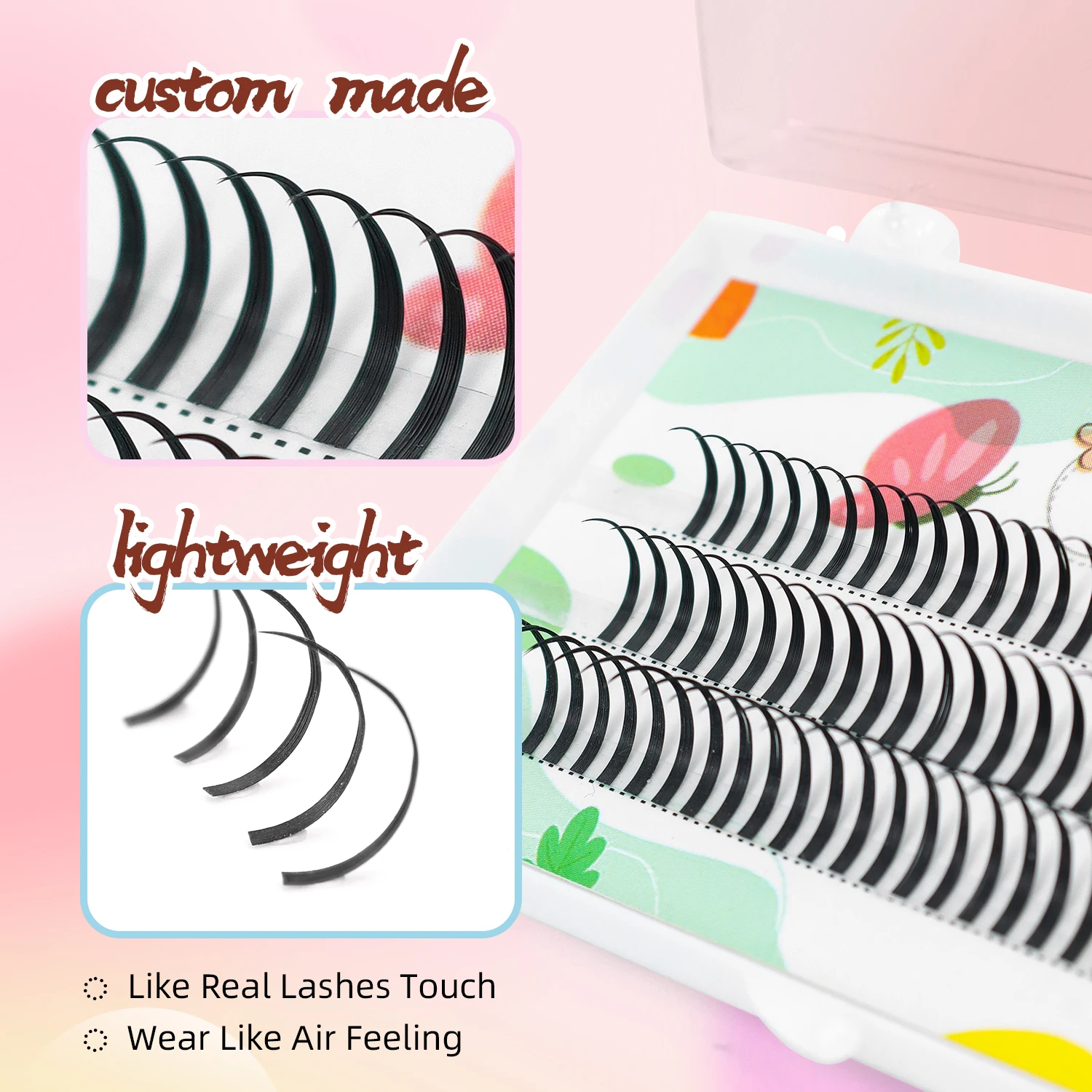 96 قطعة من مجموعات الرموش، عيون كرتونية واحدة، رموش صناعية، نوع خرافي، تطعيم ذاتي، شعر طبيعي مجعد، نمط باربي #2