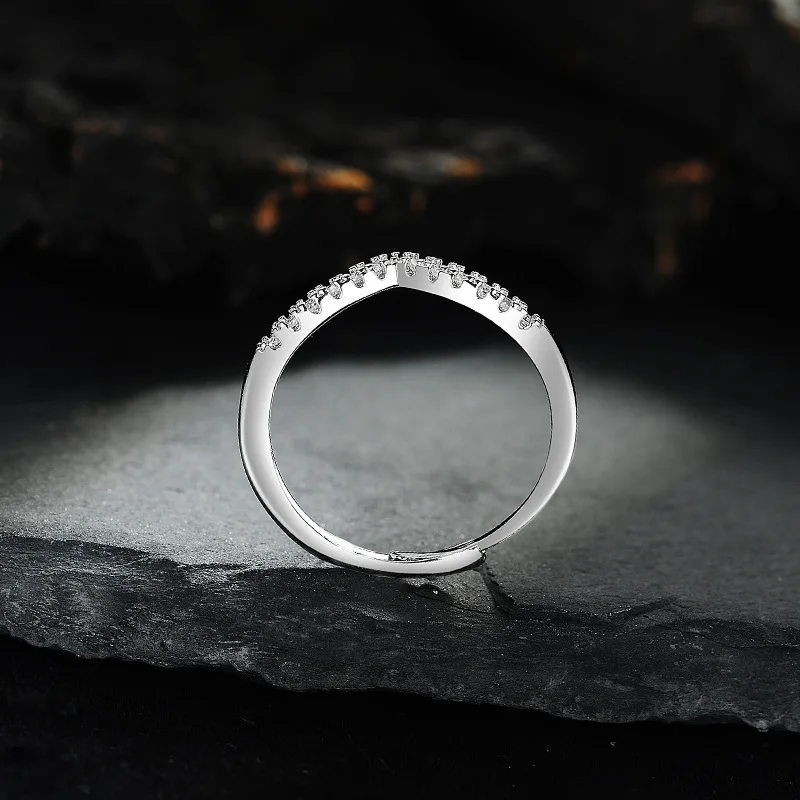 Ring aus 925er-Sterlingsilber mit glänzendem Zirkon für Damen, Hochzeitsschmuck, Silberbänder, feines Modegeschenk, Party, hochwertiger Ring – Detail 4
