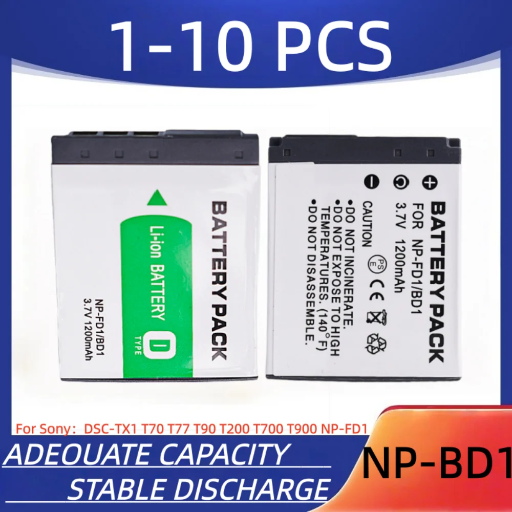 NP-BD1 Digital Camera Battery 1850mAh NP-BD1 Rechargeable Battery, Suitable for Sony DSC-TX1 T70 T77 T90 T200 T700 T900 NP-FD1