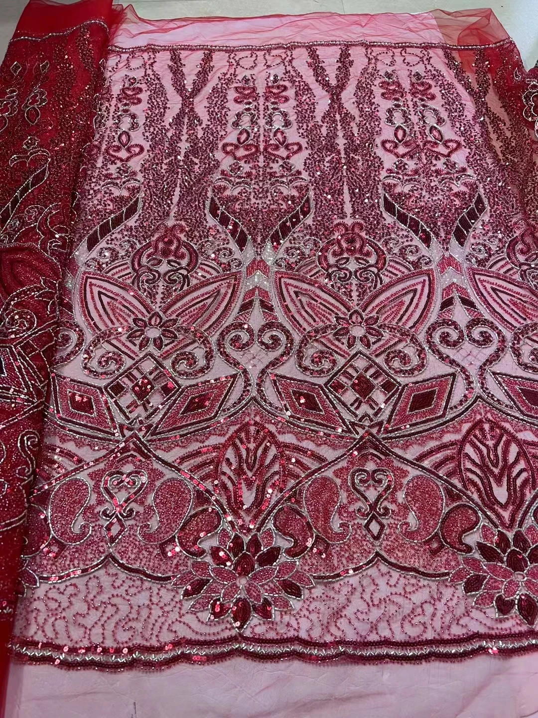 Tissu Africain de Luxe en Dentelle à Paillettes pour Robe de Mariée NigWin, Broderie Française de Haute Qualité, 2023