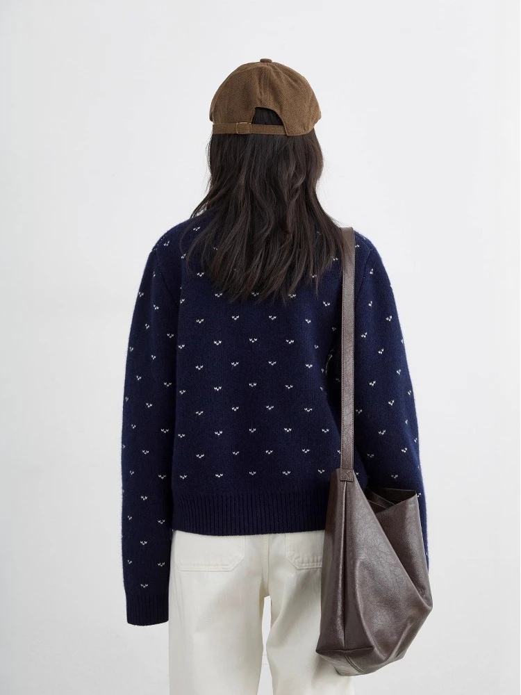 CHIC VEN Mode Frauen Pullover O Hals Dünne Beiläufige Vintage Jacquard Weibliche Strickjacke Warme Jumper Herbst Winter 2025,