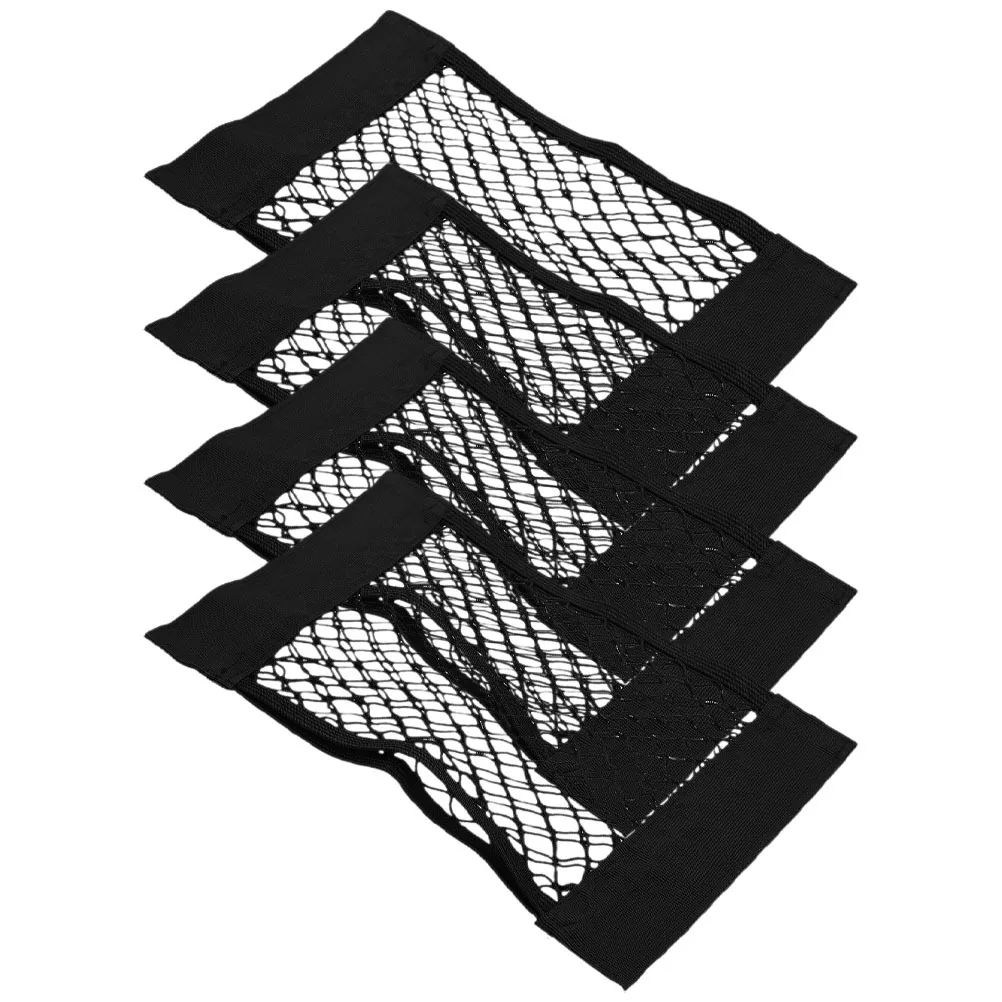 

4pcs Car Trunk Organizer Net Double Layer Elastic Storage Mesh For Suv Rv Truck Oxford Fabric Cargo Netting Pouch Vehicle