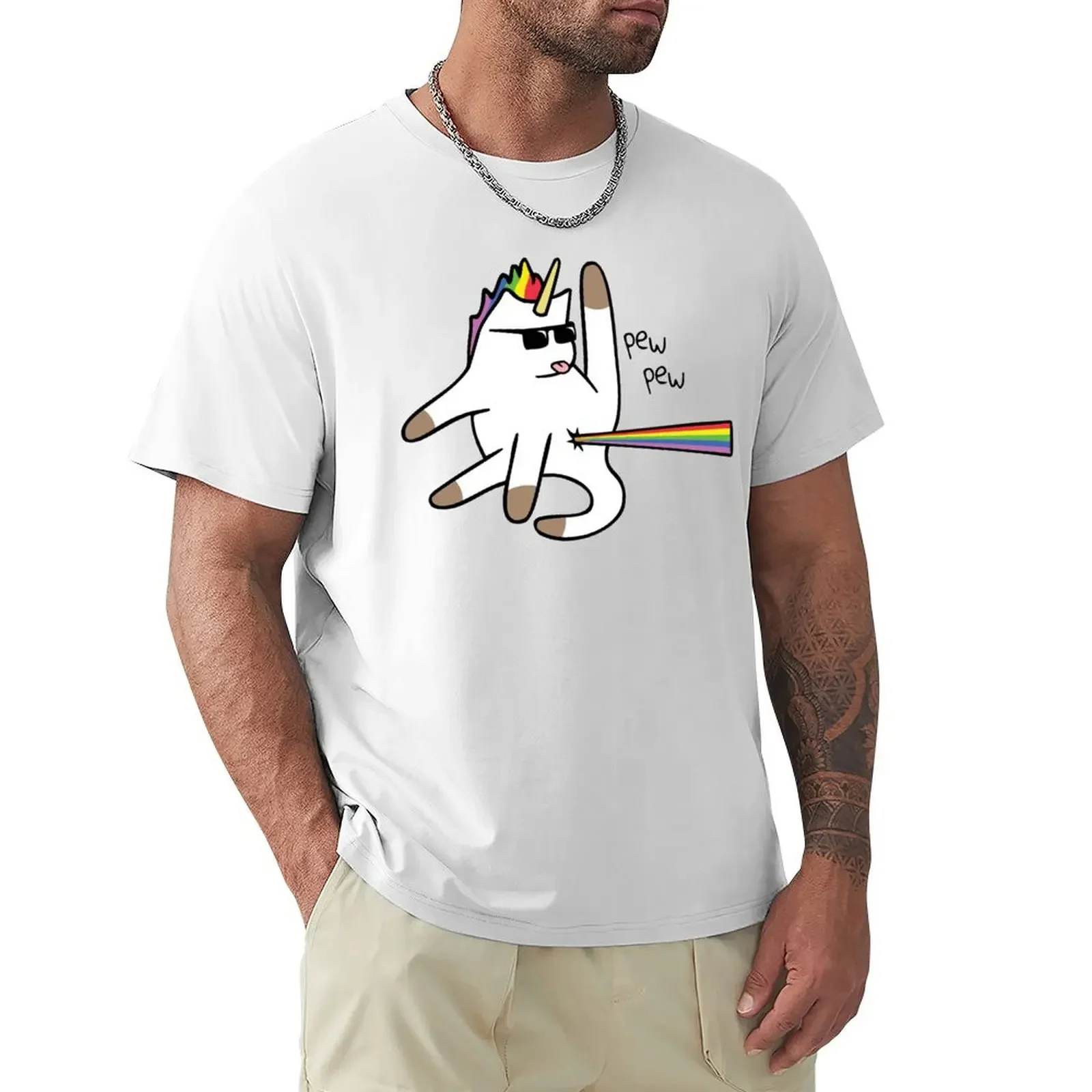 Unicorn Cat Rainbow Butt Laser T-Shirt new edition vintage anime shirt boys whites cute tops t shirts men