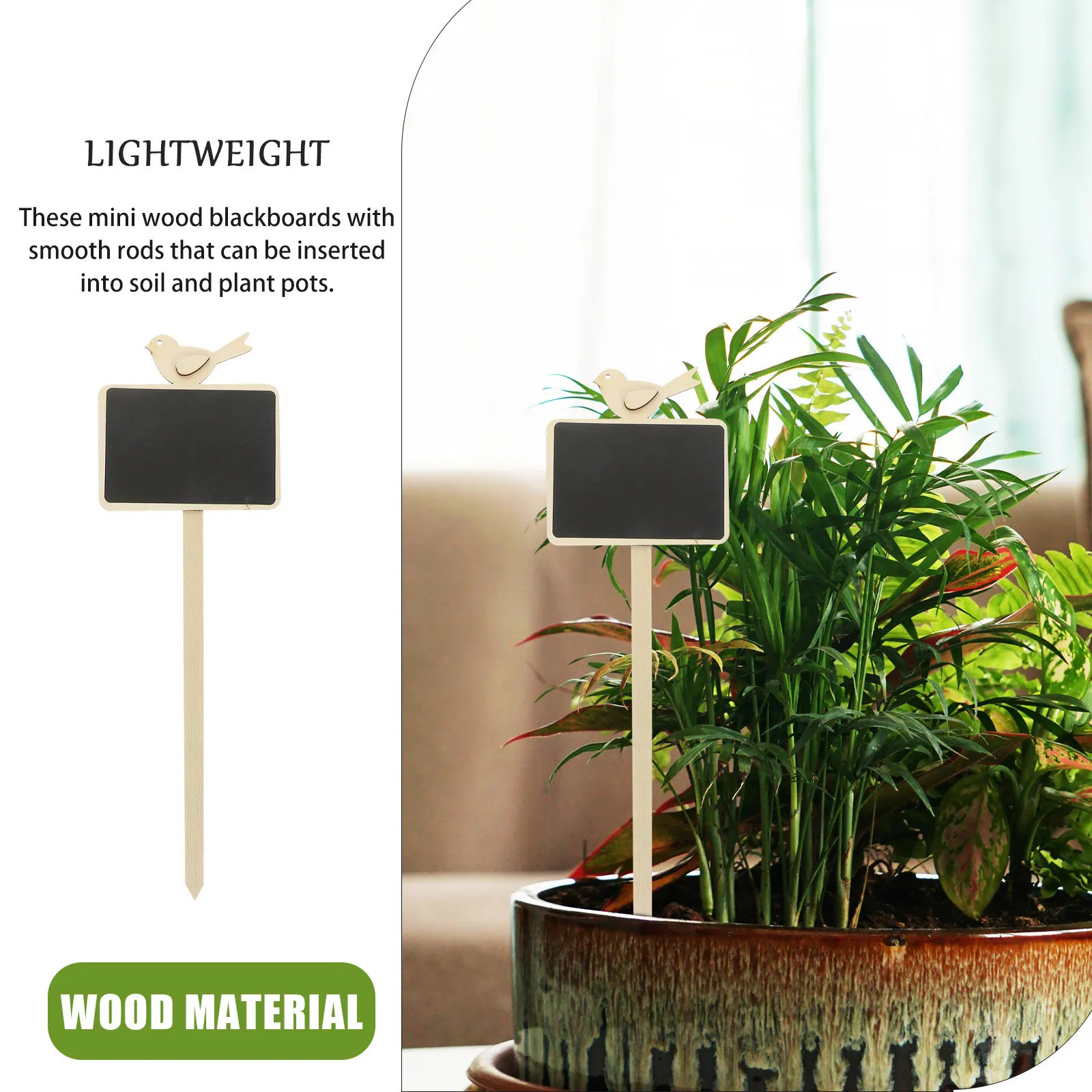 5pcs Mini Wooden Chalkboard Plant Labels for Garden Pots – Natural Wood Blackboard Signs with Smooth Writing Surface