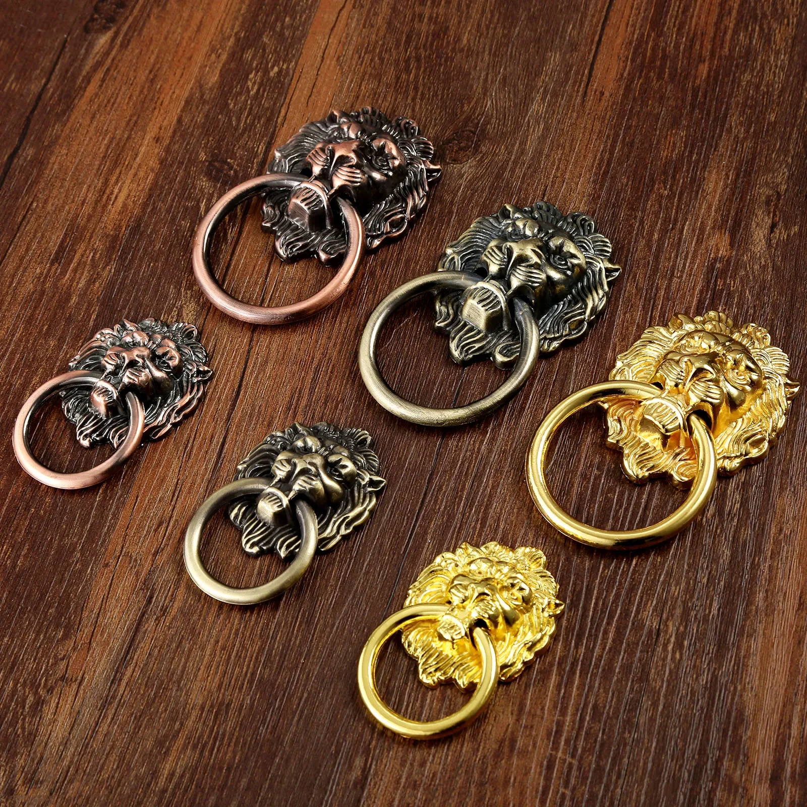 

1Pc Antique Lion Head Furniture Handles VintageCabinet Knobs and Handles Furniture Door Cabinet Drawer Pull Handle Knob Ring