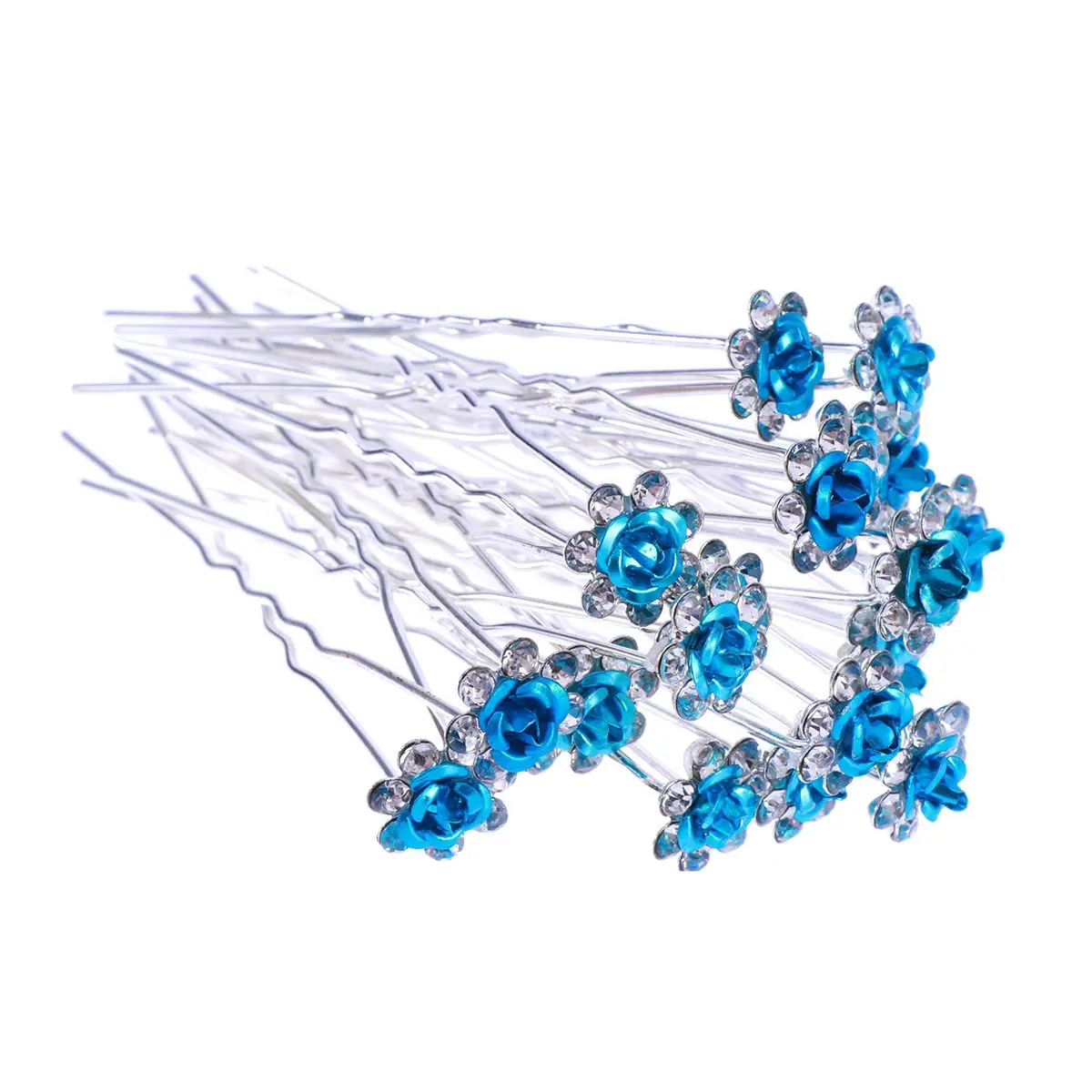 

Hair Pins Rhinestone Clips for Wedding Party Prom Blue Pink Hollow Hairpin Accessories Styling DIY Tools