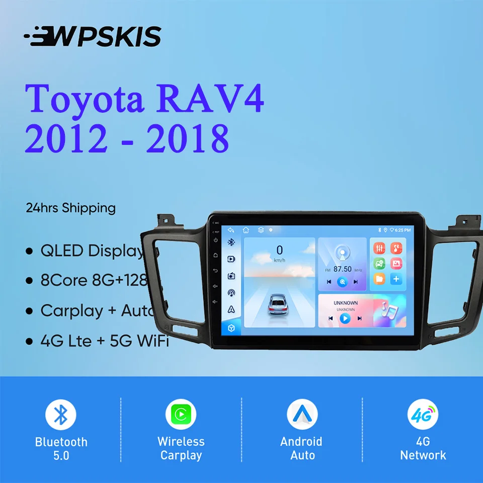 Android 14.0 8G Ram Car Auto Radio Stereo DVD Player For Toyota RAV4 2012 - 2018 GPS Navigation 4G WIFI Headunit Tablet Carplay
