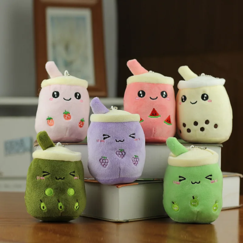 Boba Milk Tea Cup Plush Pillow, Imitation Fruit Milk Tea Stuffed Toy, Creative Pendant Decor Cute Birthday Gift for Girls