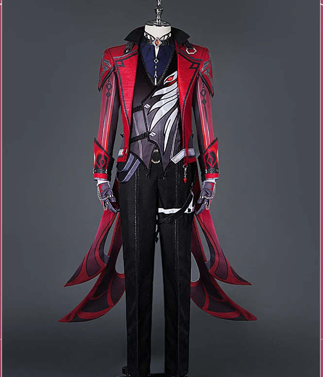 

Game Genshin Impact Diluc Cosplay Costume Red Dead of Night Diluc Outfit Haalloween Men Cos Custom Made