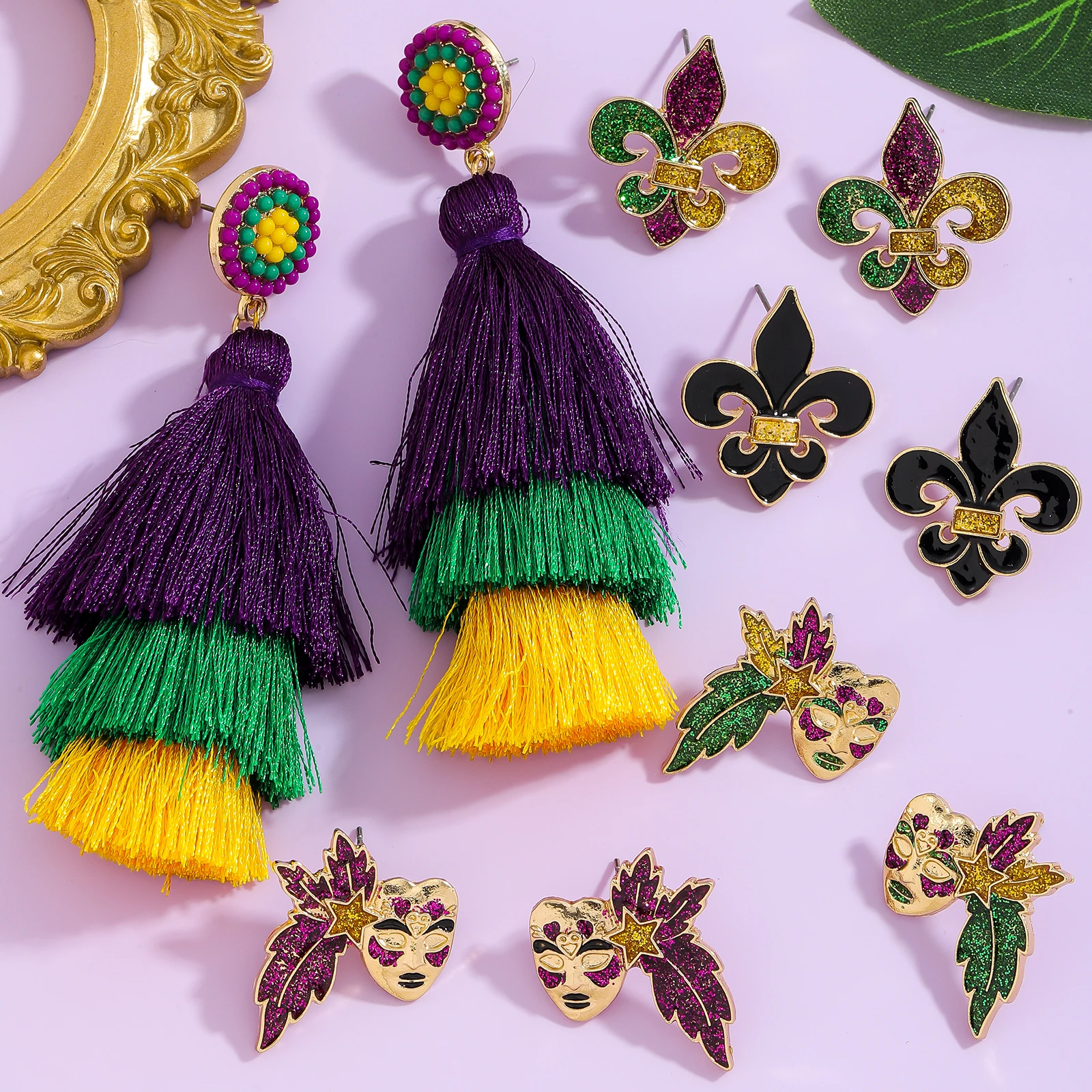 Mardi Gras Chic Maske Quaste Baumeln Ohrringe Für Frauen Männer Kreative Aussage Ohrstecker Einfache Urlaub Zubehör Party Geschenk