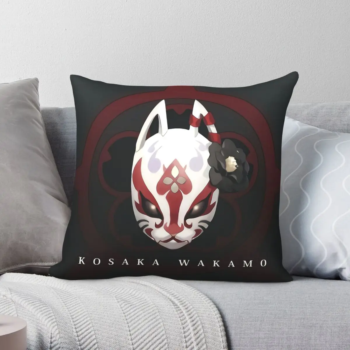 Funda de almohada cuadrada Blue Archive Kosaka Wakamo, funda de almohada decorativa con cremallera y estampado de terciopelo y lino de poliéster, funda para cojín de sofá