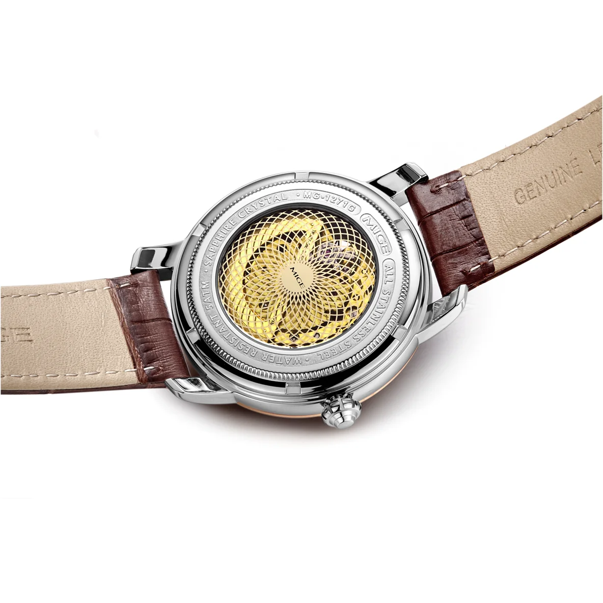 MIGE الأصلي ميوتا ساعات رجالية ميكانيكية أوتوماتيكية ساعة مقاوم للماء فاخرة مضيئة الهيكل العظمي ساعة اليد الفولاذ المقاوم للصدأ