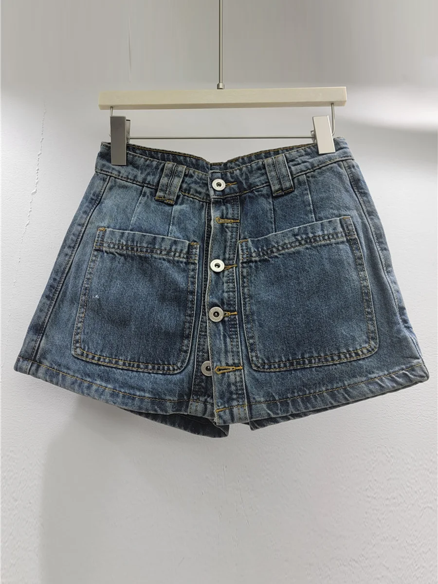 GALCAUR Solid Slimming Spliced Stacked Socks High Street Skirt for Women Patchwork Denim Fashionable Skirts Female Minimalism