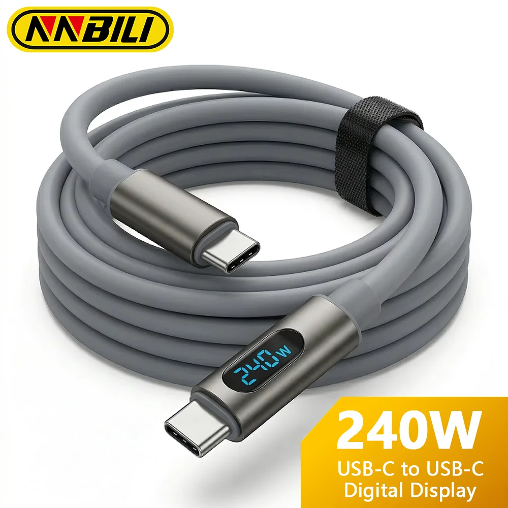 NNBILI 240W Typ-C-zu-Typ-C-Kabel mit Leistungsanzeige, 480 Mbit/s Datenübertragung, PD-Ladefunktion für Macbook, iPhone 17, Samsung S26, Huawei