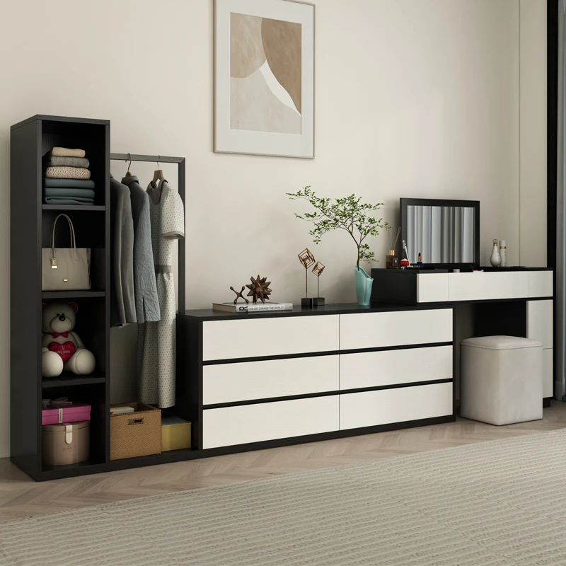 

Simple dresser, small apartment, modern multi-functional storage, hangers, drawers, integrated bedside makeup table, storage