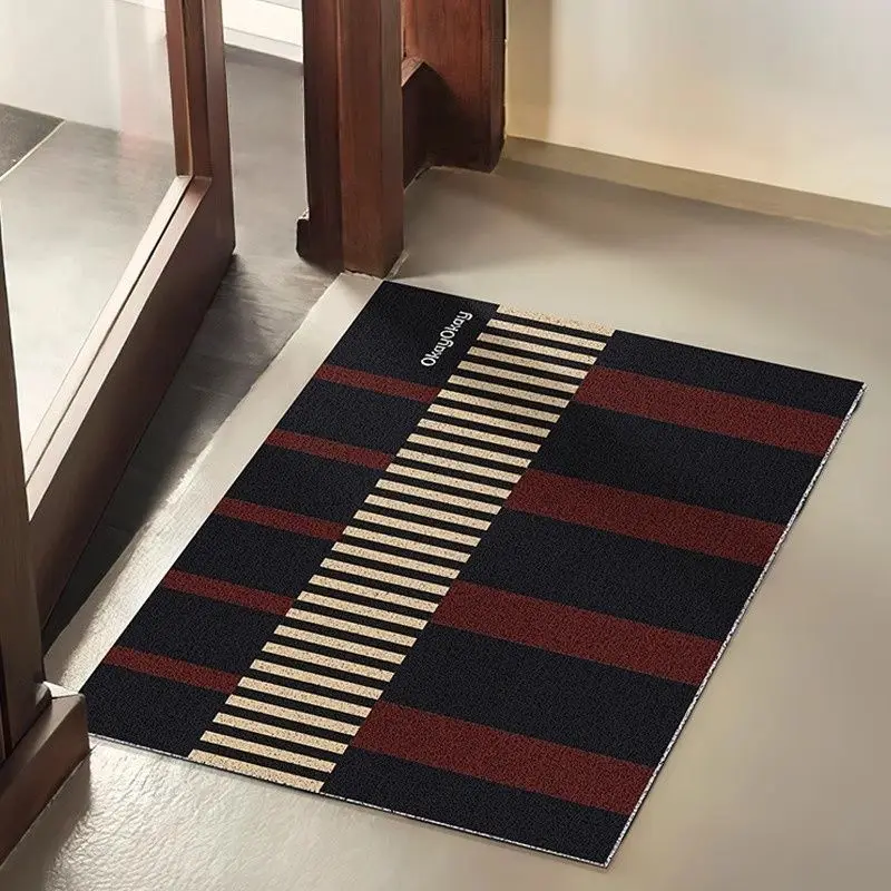 

Coffee lattice, household door floor mat can be cut retro foot mat, silk ring, dirt-resistant, non-slip dust removal mat