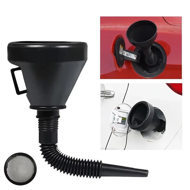 Car fuel funnel, no need to manually pour oil, super large, wide mouth large mouth oil leakage plastic with filter screen funnel