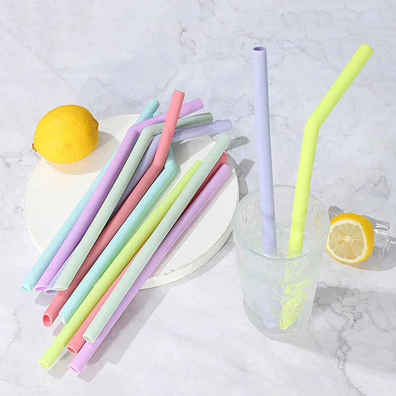 6 pezzi/set cannucce in Silicone riutilizzabili Set accessori per barre di cannucce flessibili Extra lunghe