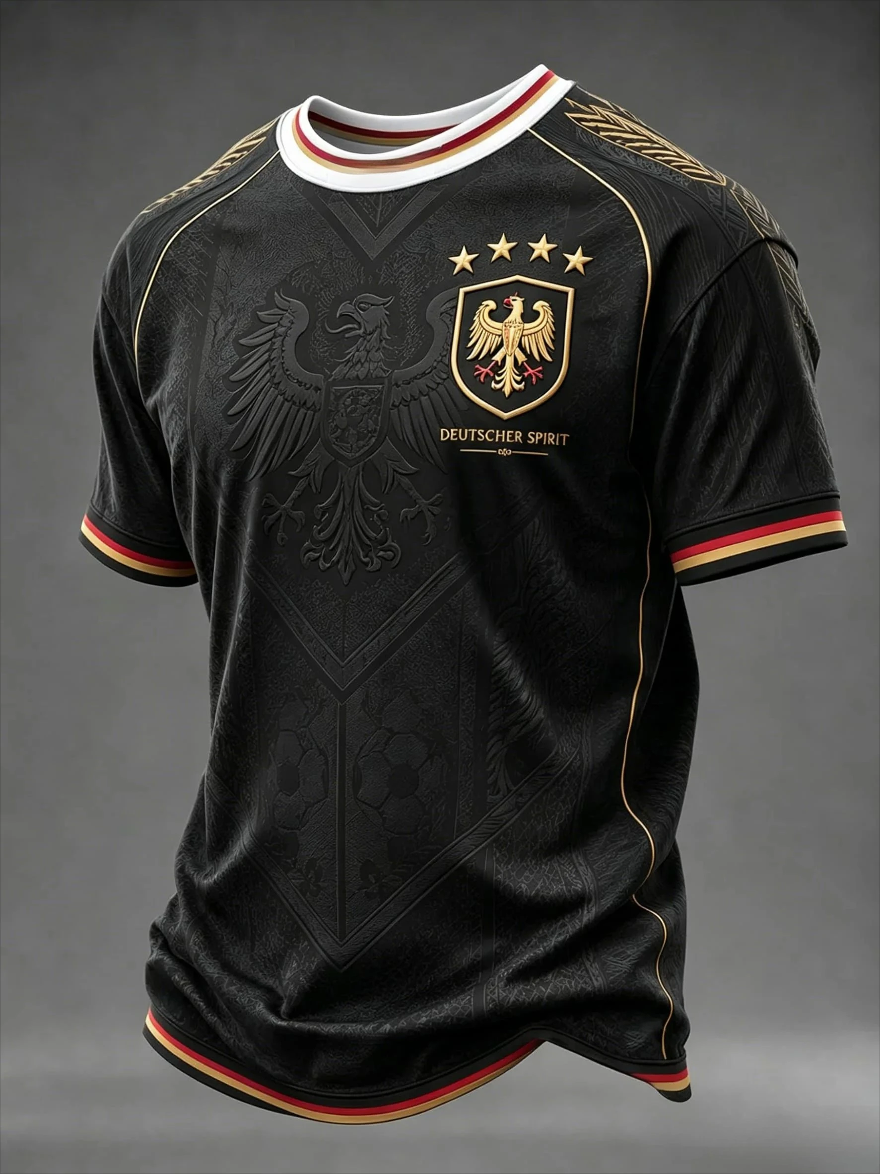 2027 Summer New Design German Football Training Shirt - 3D Printed Breathable Quick-Drying T-Shirt for Family Version Kids