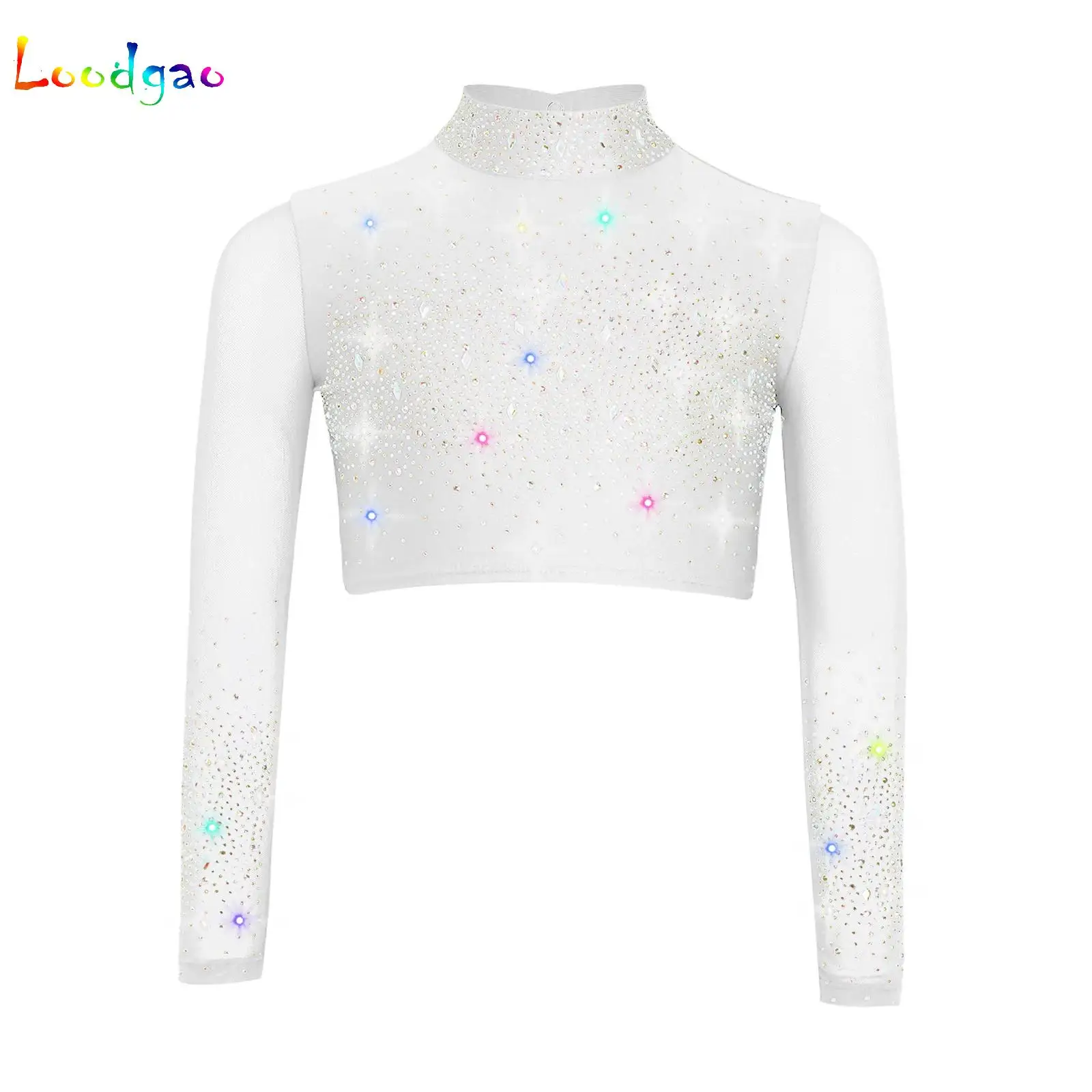 

Kids Girls Shiny Lyrical Dance Crop Top Jazz Hip Hop Ballet Dance Tank Tops Workout Gymnastics Stage Performance Dancewear