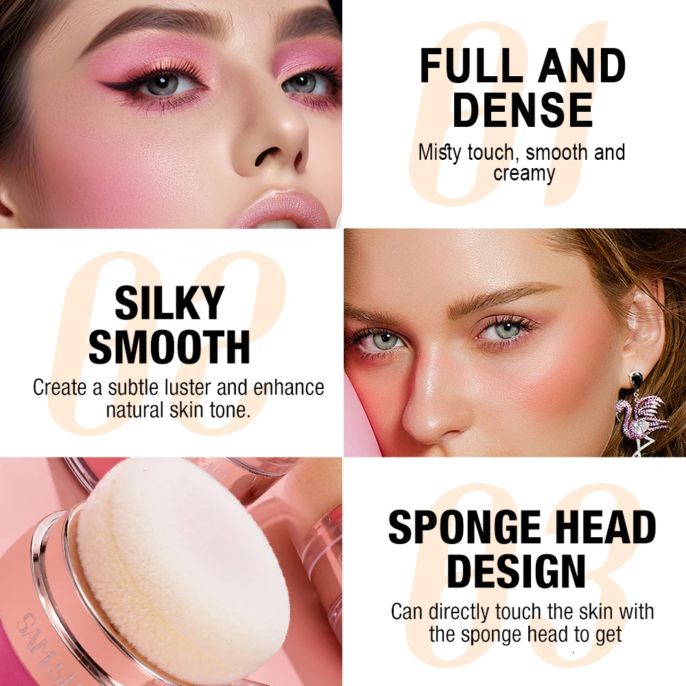 SAM SUGAR muti-color Air Cushion Blush Loose Powder silky smooth matte eye shadow with an Easy to use Puff for Mushroom Head