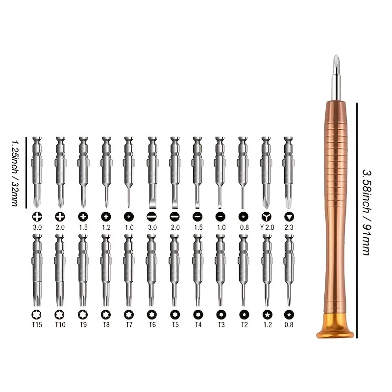 25 In 1 Precisieschroevendraaierset, Reparatiegereedschapset, Kleine Schroevendraaierset, Ster/Y-Type/Flat-Blade/Driehoek Schroevendraaiers Voor Mo