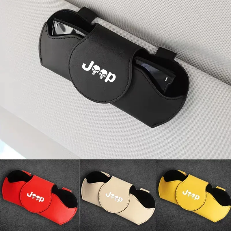 For Jeep Renegade Compass Wrangler JK Grand Cherokee Car Sunglasses Holder Multi-function Glasses Clip Bill Clip Car accessories