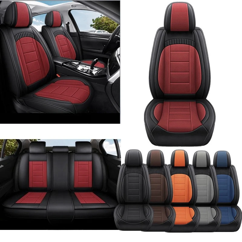 

5-Seat Full Set Car Seat Covers, Skin-Friendly Breathable Perforated Leather, Comfortable & Durable All-Season Universal Fit
