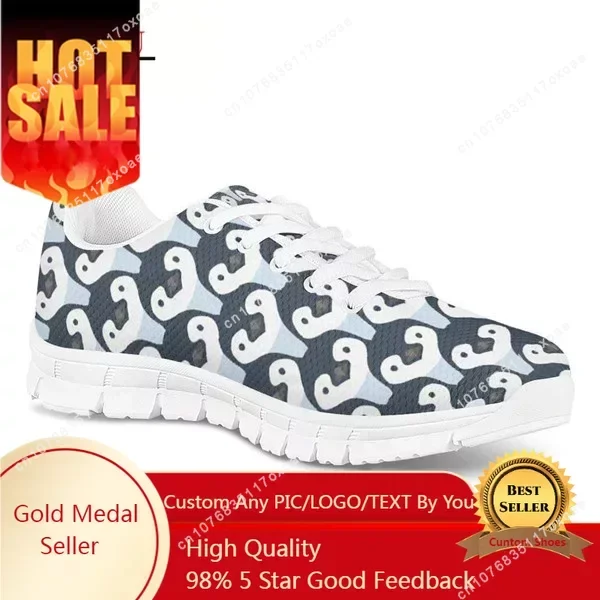 

Cute Cartoon Penguin Print Men Casual Shoes Male Lace Up Flat Shoes Sketch Animals Customize Name/Logo Mesh Sneakers