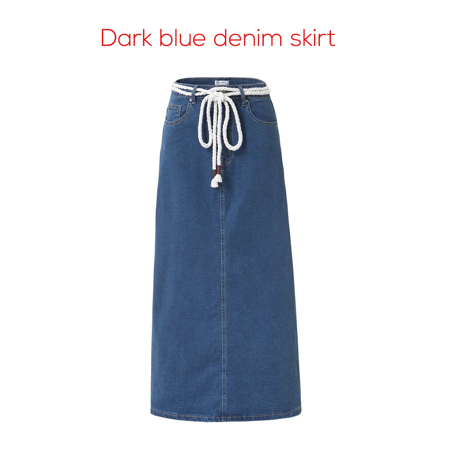 Denim Skirts for Women Elegant Cotton Denim Jean Skirt Casual Midi Style - Dark Blue