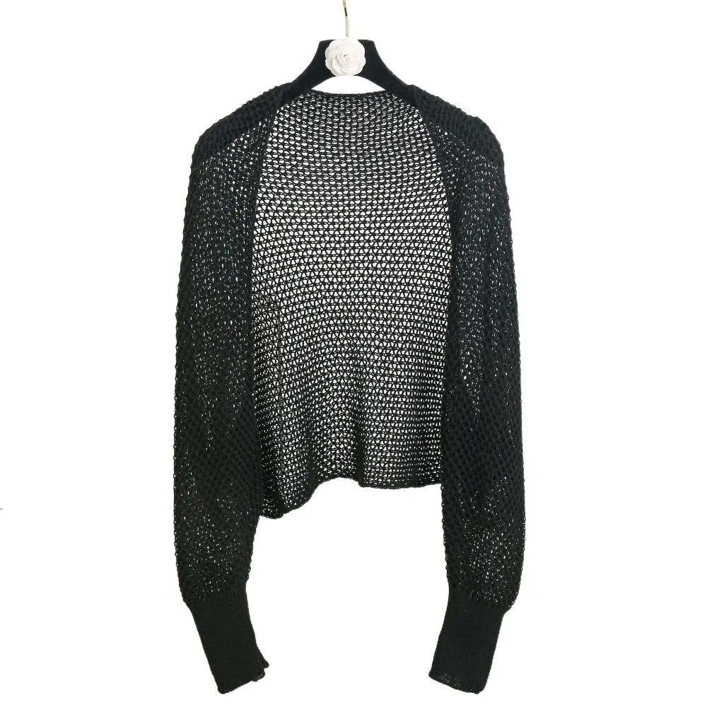 

Oversized Hollow Knitted Cardigan Top Long sleeved Crochet Top Hollow Out Beach Crop Top Loose Beach Wear