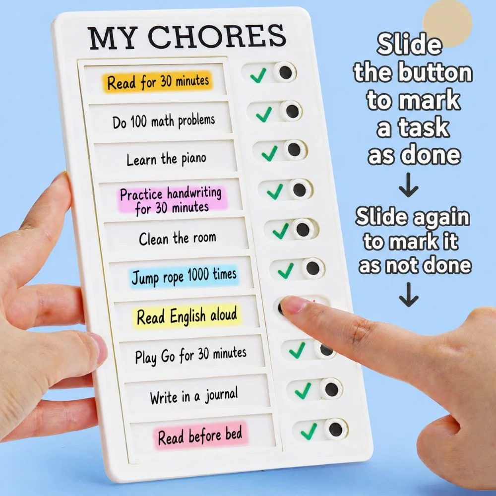 Portable Plastic Chore Chart Reusable Erasable To Do List Board Sliding Type Task Tracker Planner Home Study