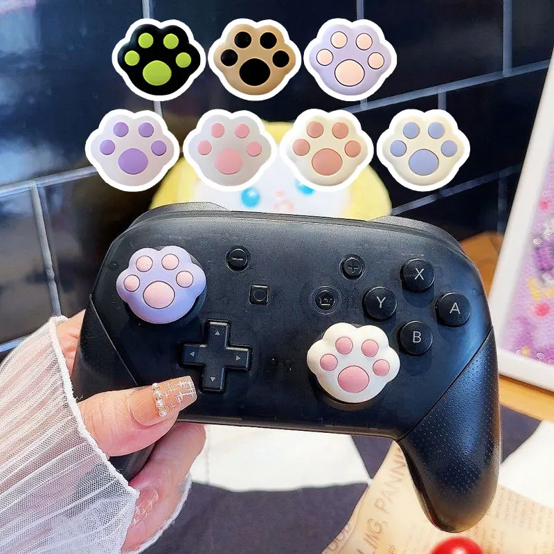 3D Cat Paw Soft Silicone Thumb Stick Grip Cap For Sony PS5 PS4 XBOX Switch Pro Gamesir Controller Joystick Cover Protector Case