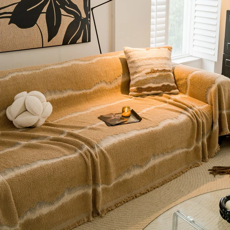 EIFLOY-Simple Plush Sofa Cover Anti Slip, 2, 3 Seats, Soft Velvet Couch Cover for Living Room, Armchair Slipcover, Towel Blanket