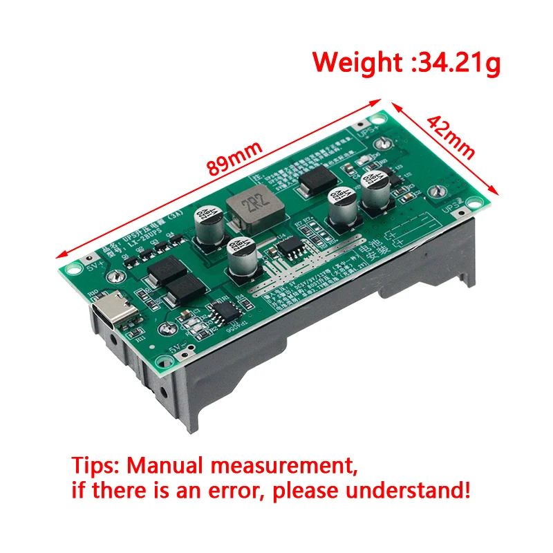 Tipo-C 15W 3A 18650 modulo caricabatteria al litio DC-DC Booster Step Up ricarica rapida UPS alimentatore/convertitore 5V 9V 12V