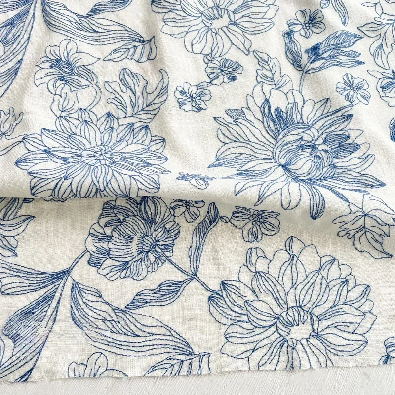 Embroidered Blue and White Porcelain Jacquard Retro Curtains Tablecloths Dresses Clothing Designers Chinese Style Shirt Fabrics