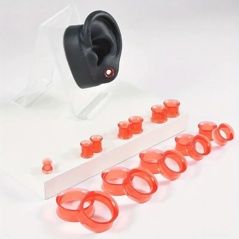 2pc Acrylic Transparent Color Hollow Ear Dilator 6-25mm Large Size Piercing Auricle Earrings Jewelry Piercing