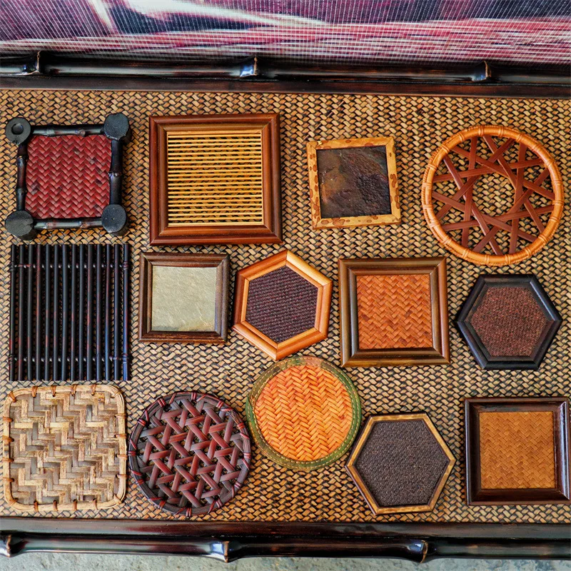 Bamboo tea tray bamboo coaster vintage insulation mat tea set accessories purple clay pot mat silver pot mat tea ceremony dry bu
