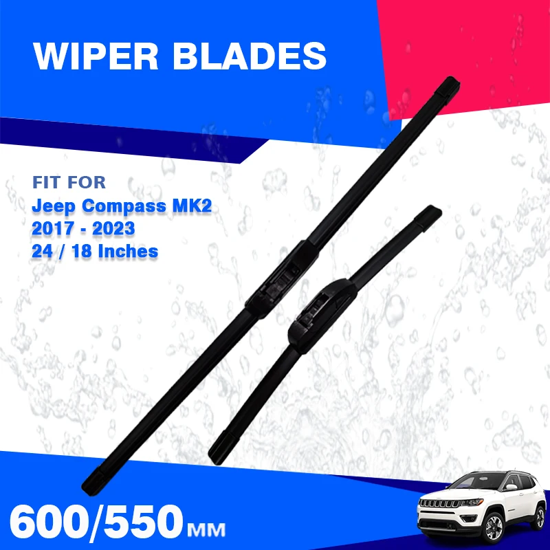 For Jeep Compass 2017 - 2023 MK2 2nd Front Wiper Blades Windscreen Windshield Brushes Accessories 2018 2019 2020 2021 2022 Auto