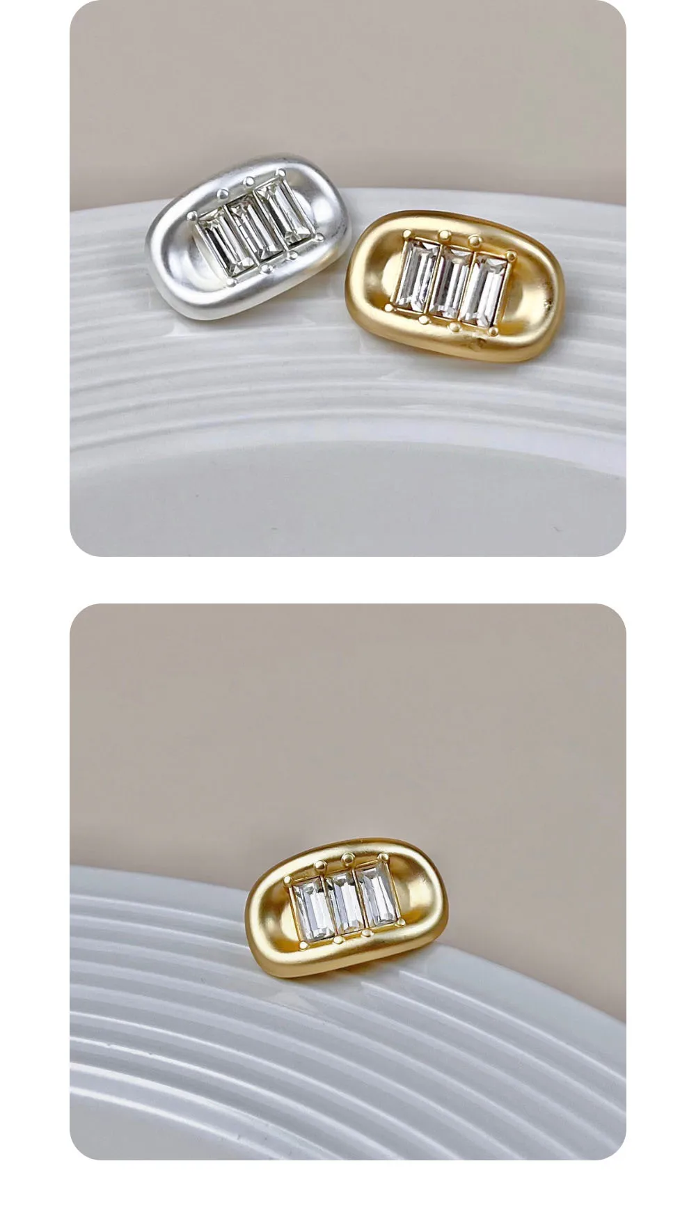10 Stück Metallknöpfe zum Nähen, hochwertige Knöpfe für DIY-Bastelarbeiten, Kleidungszubehör, eingelegte Strass-Dekorationsknöpfe, oval, 15 mm/23 mm – Detail 2