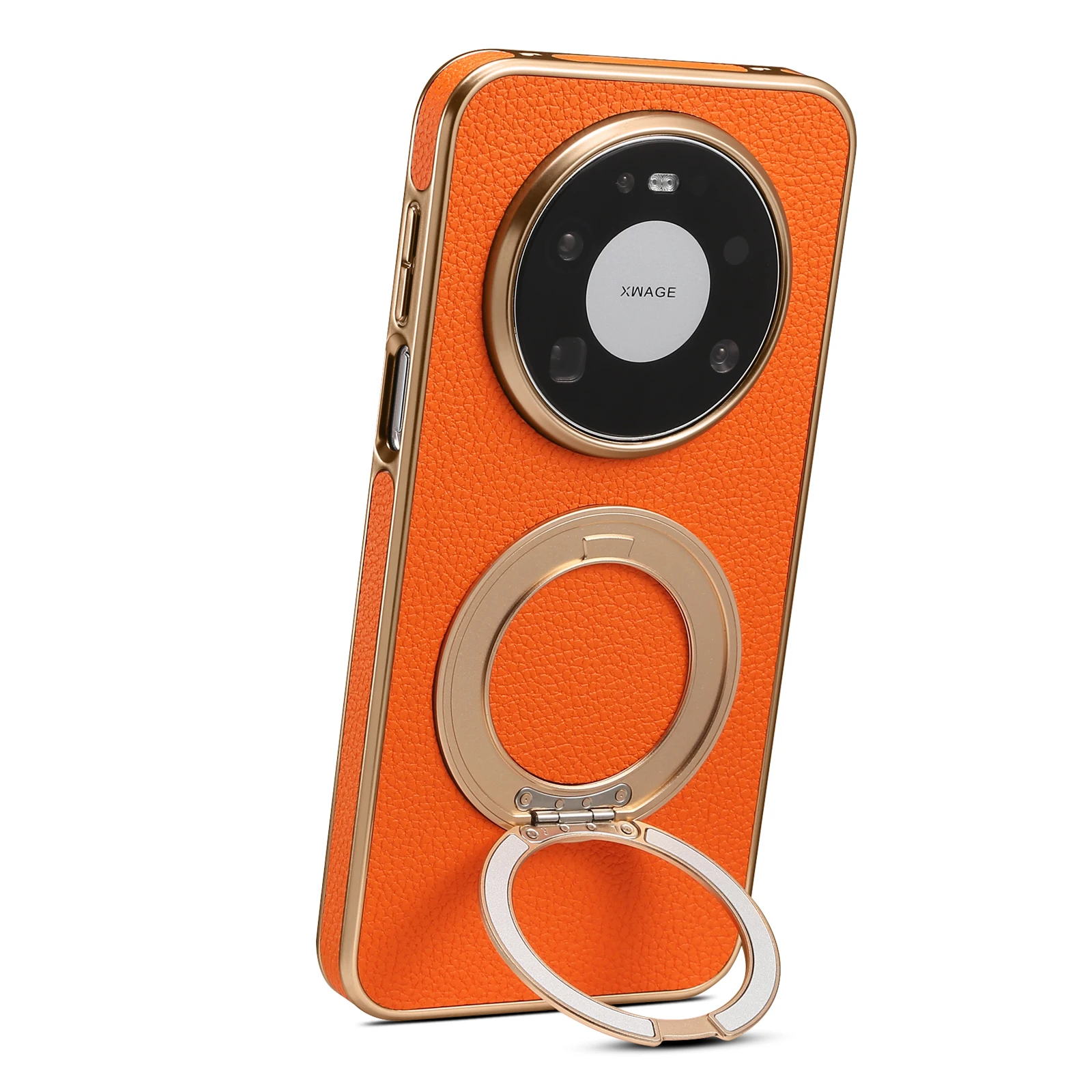 Denior Litchi Grain Phone Case Suitable for Huawei Mate 80 Pro Max, Faux Leather Cover With 360 Rotating Stand Holder view 3