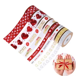 10Yards Grosgrain Love Heart Ribbons Wired Roll Wedding Party Decoration Valentine's Gift Wrapping Crafts Sewing Supplies