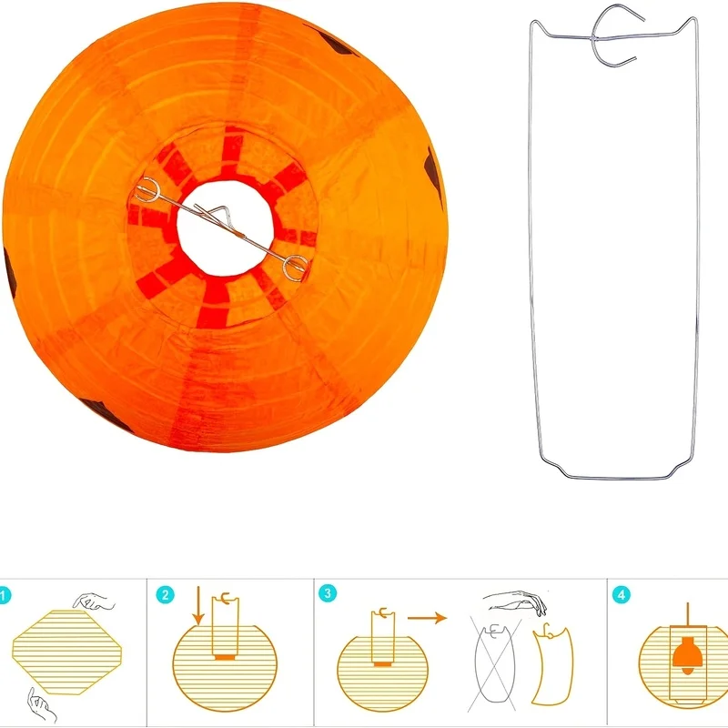 Halloween Pumpkin‑Shape Hanging Paper Lanterns, Foldable Jack‑O‑Lantern Paper Ornaments, Ceiling Hanging Decor for Halloween
